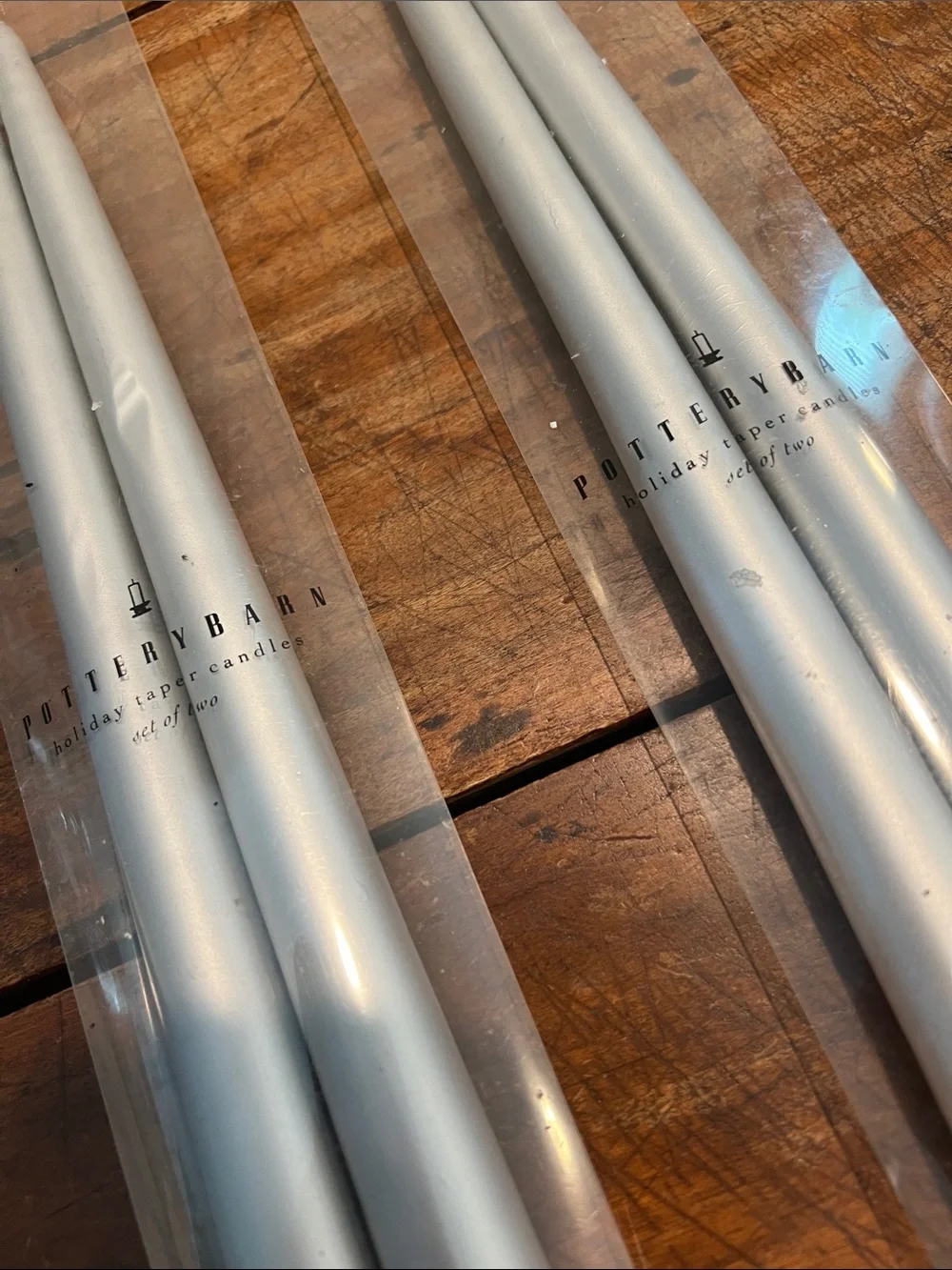 Pottery Barn Silver 16” Taper Candles — Set of 2 Packs